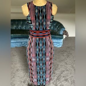 Maggy London multi color stripe midi dress